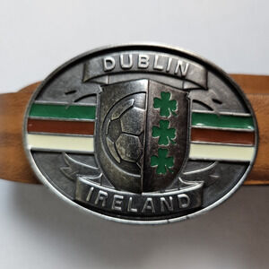 Dublin Ireland Leather Belt Metal Buckle Football Soccer Blue Marlin Mens 38